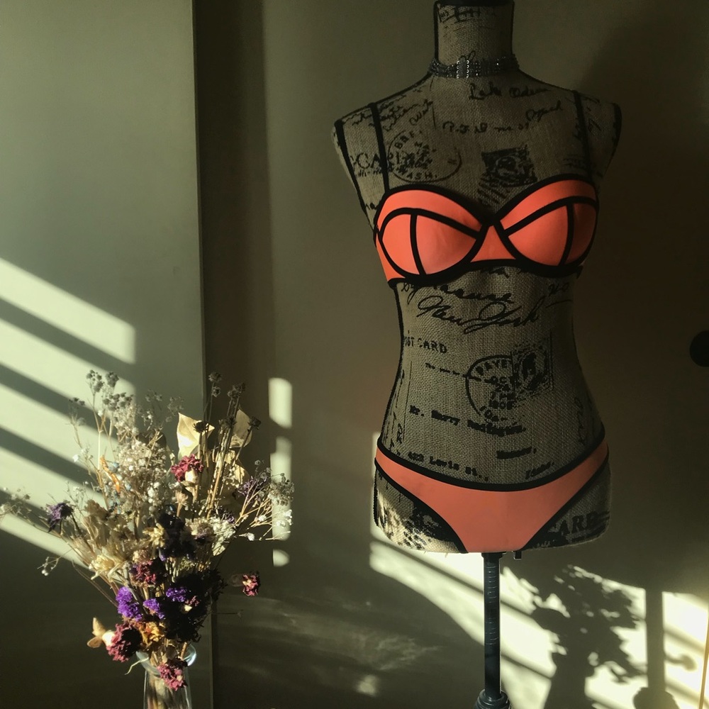 Triangle neon orange bikini set